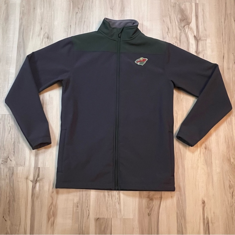NHL MN WILD Full Zip Jacket Gray Green Hockey Minnesota Men's Small Like New